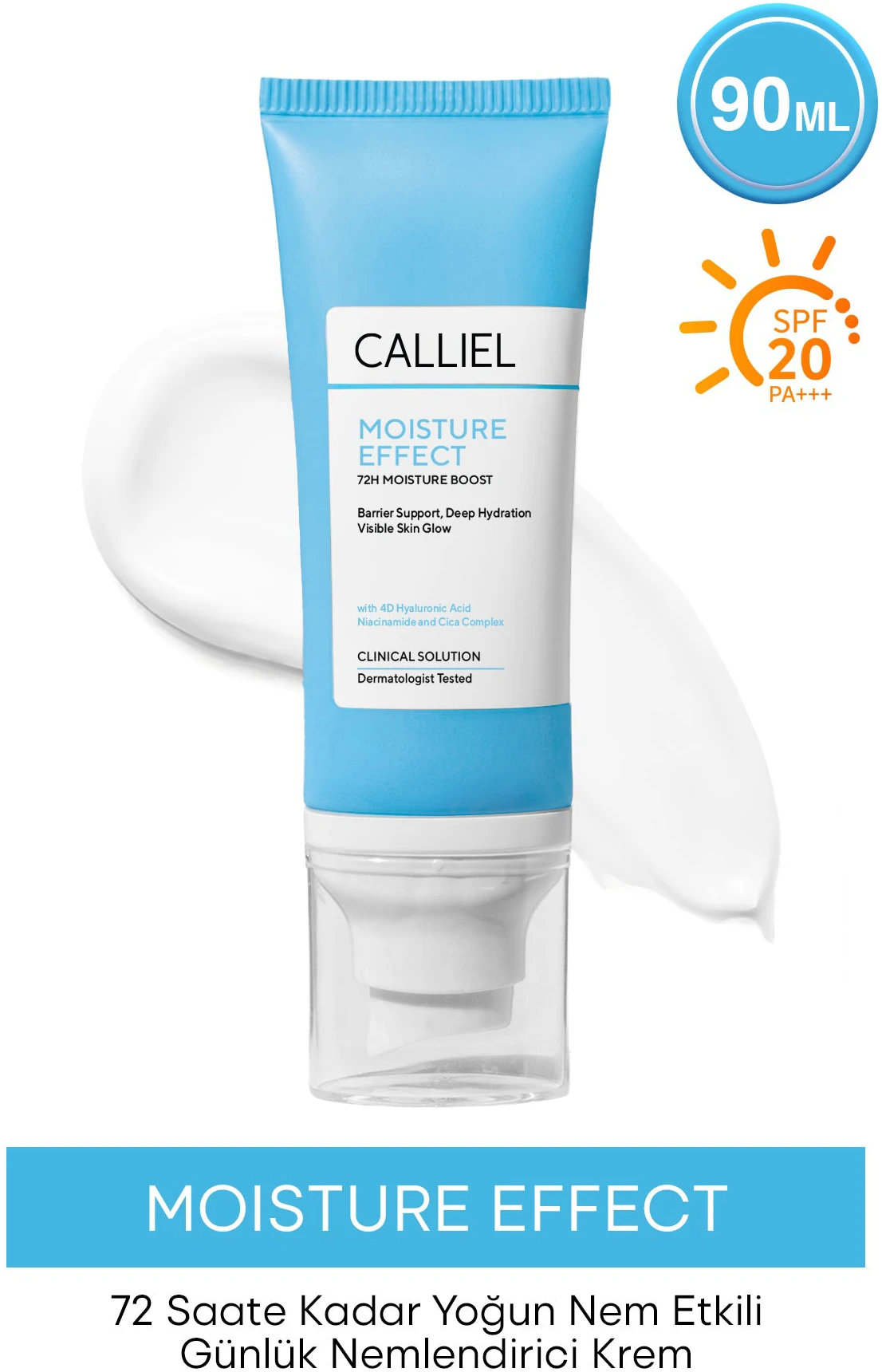72 Saat Yoğun Nemlendirme Etikili, 20SPF, 4D Hyaluronic Acid ve Cica Complex, Bariyer Destekleyici Nemlendirici 90 ML