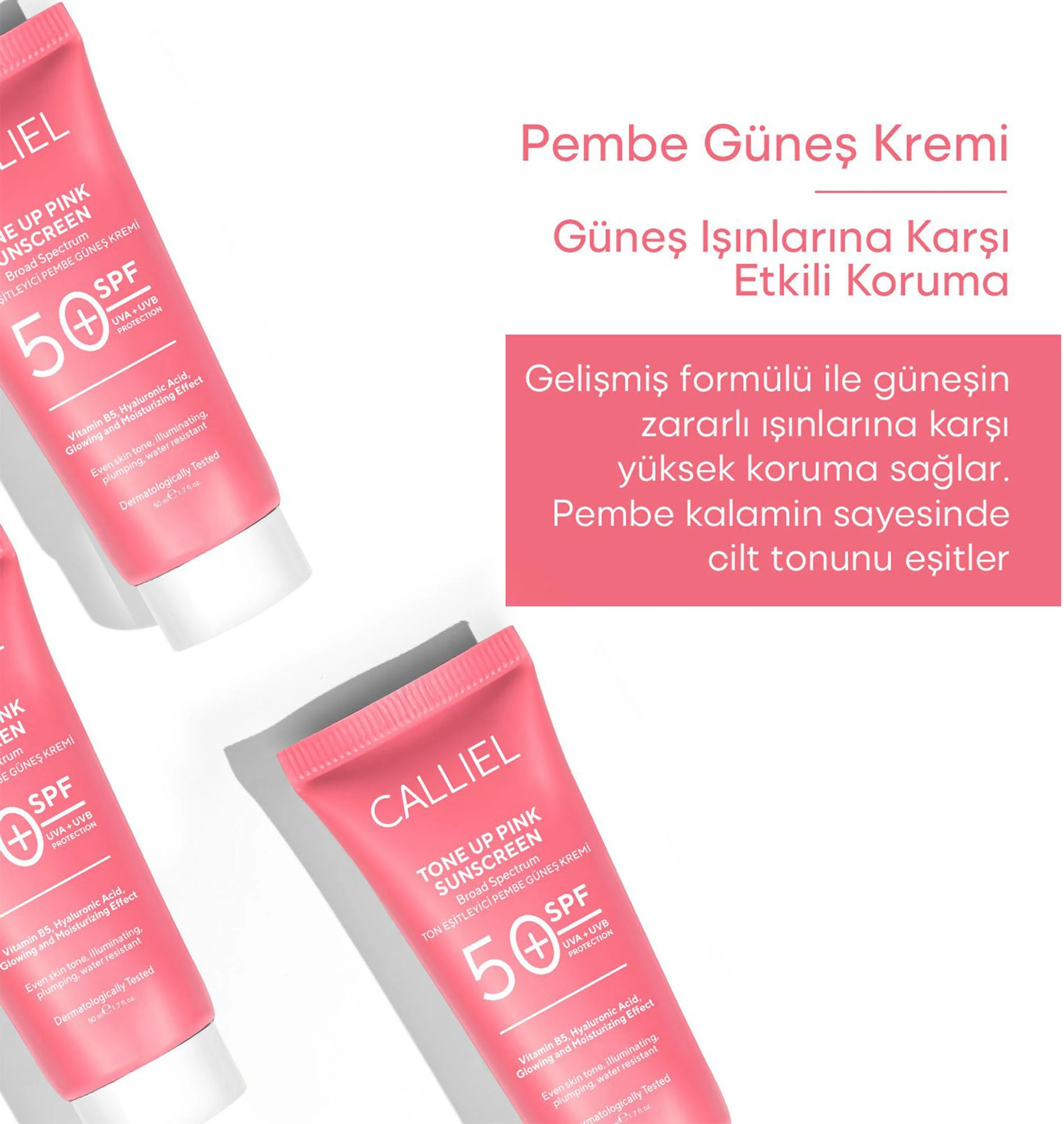 Ton Eşitleyici, Aydınlatıcı SPF 50+ Renkli Güneş Kremi Glutatyon, Hyaluronik Asit Etkili 50 ML 2