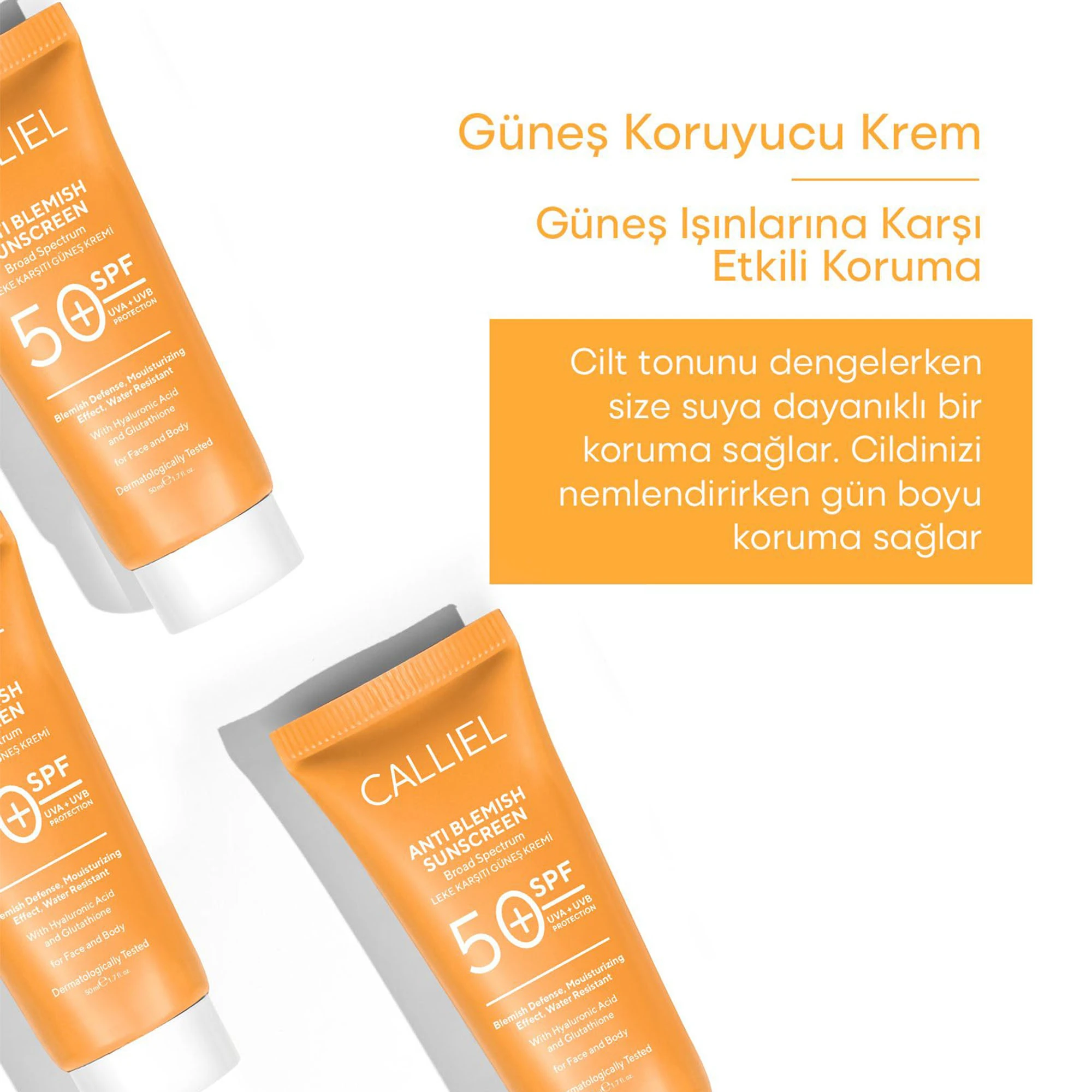 Leke Karşıtı Tüm Ciltler İçin Yüksek Korumalı 50 SPF Güneş Kremi Glutatyon Etkili 50 ML 3